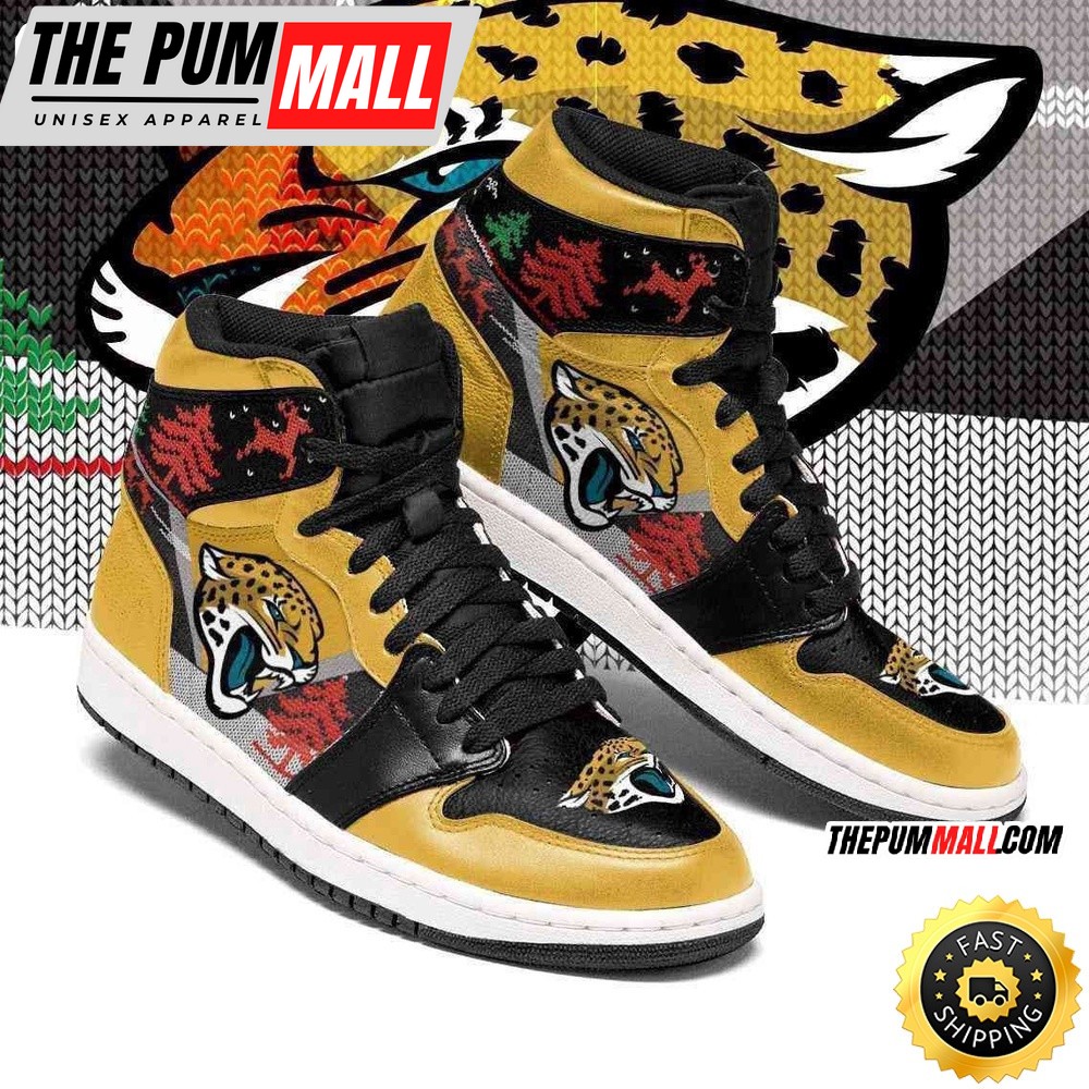 NFL Jacksonville Jaguars Gold Christmas Air Jd 1 High Sneakers