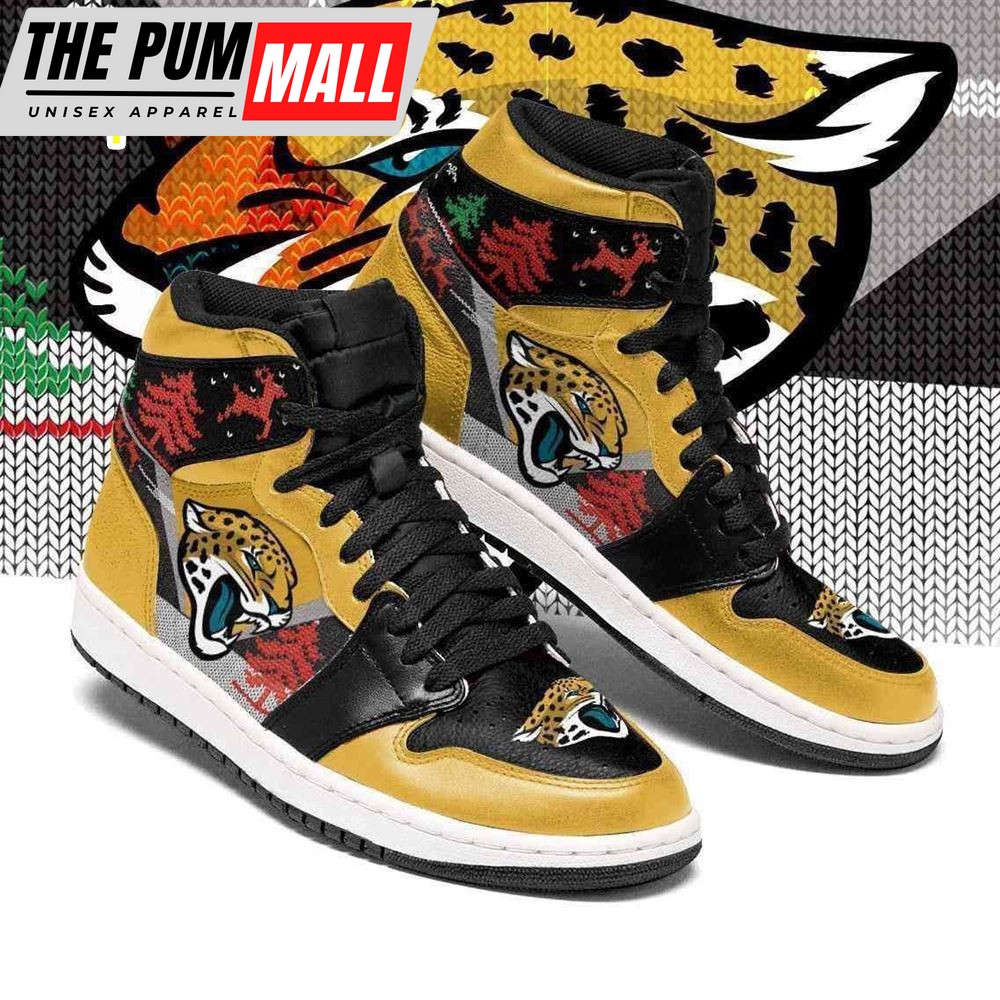 NFL Jacksonville Jaguars Gold Christmas Air Jd 1 High Sneakers
