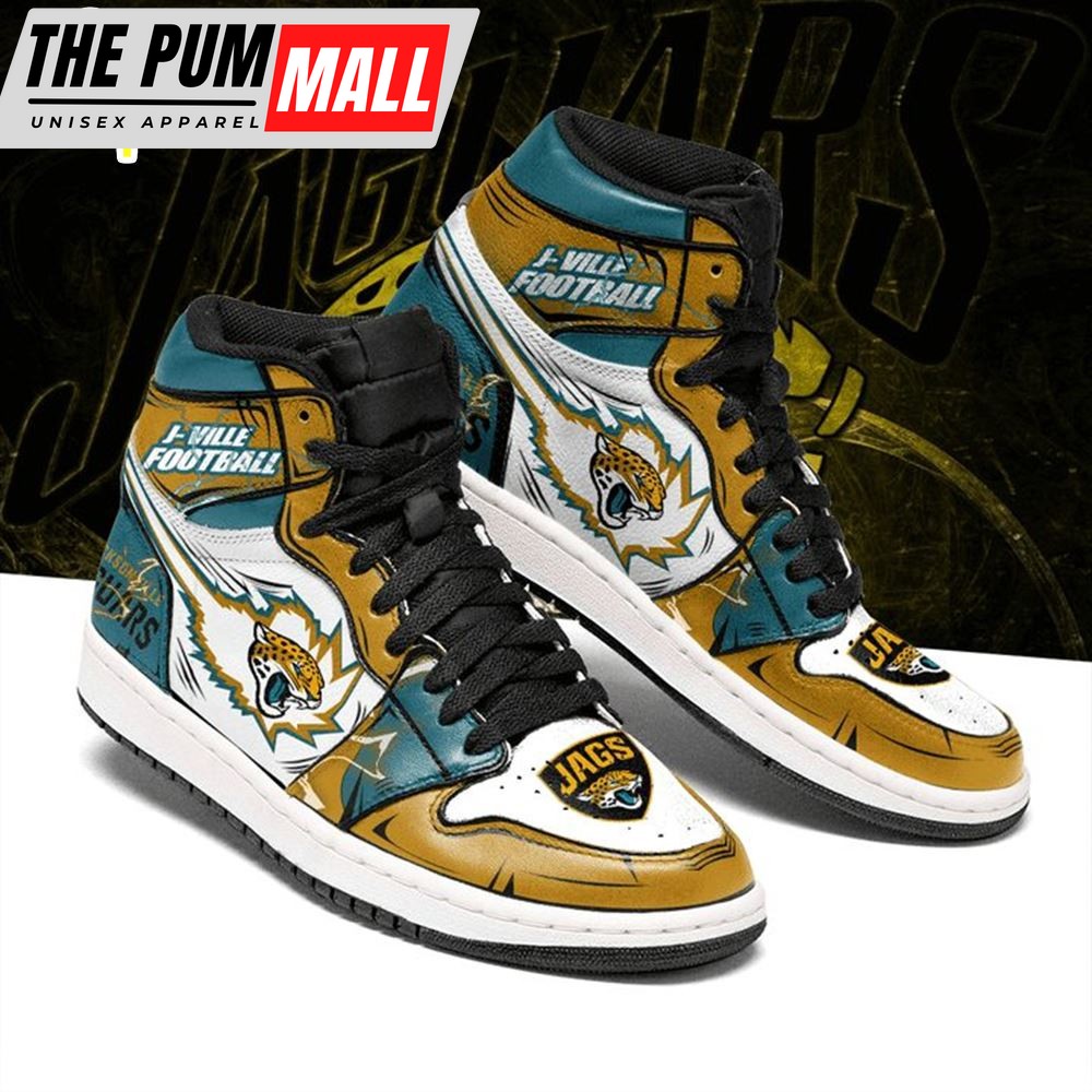 NFL Jacksonville Jaguars Gold Teal Air Jd 1 High Sneakers