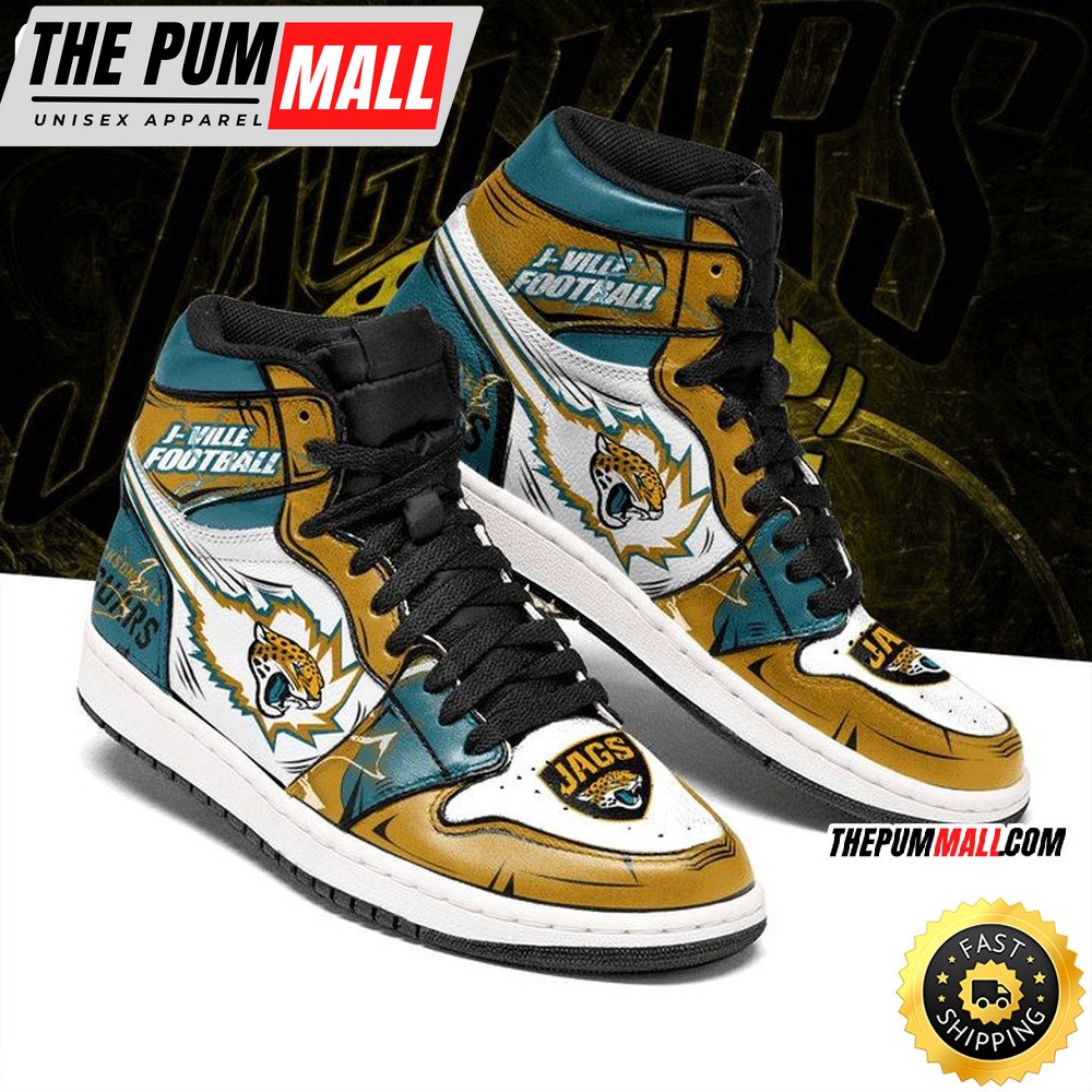 NFL Jacksonville Jaguars Gold Teal Air Jd 1 High Sneakers