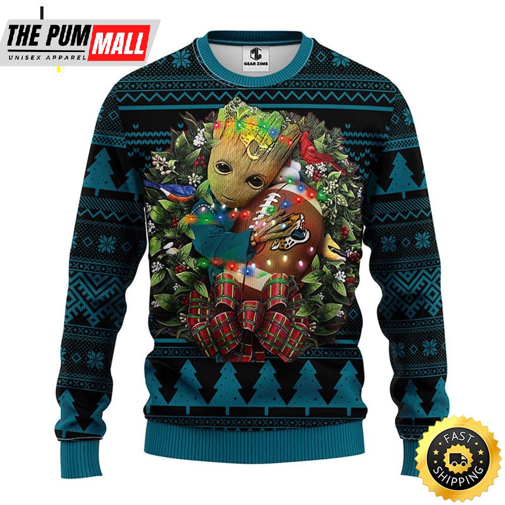 NFL Jacksonville Jaguars Groot Hug Christmas Ugly Sweater