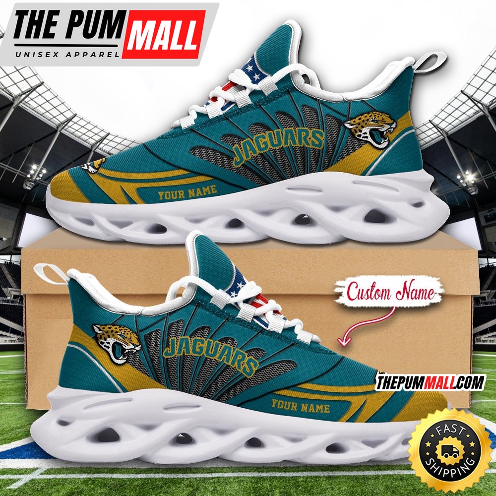NFL Jacksonville Jaguars Max Soul Shoes Custom Name Football Shoes Sports