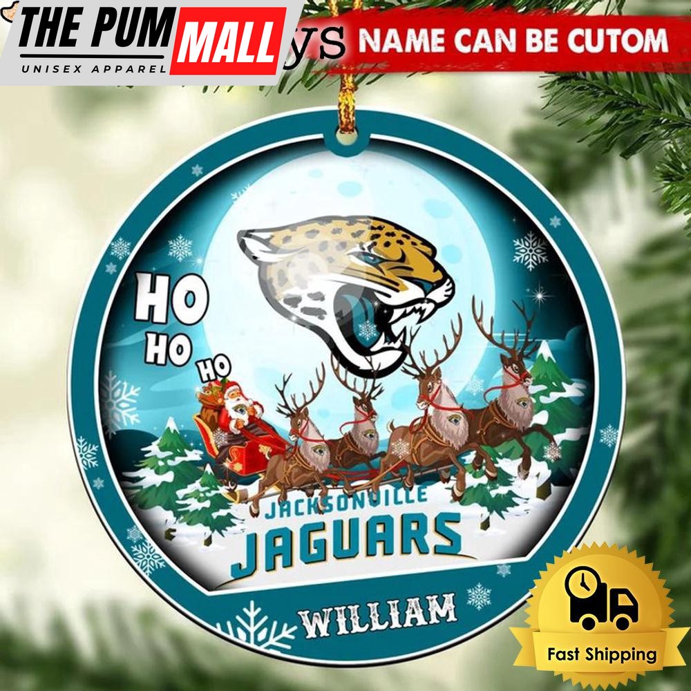 NFL Jacksonville Jaguars Santa And Reindeers Logo Team Custom Christmas Ornament Limited Edition