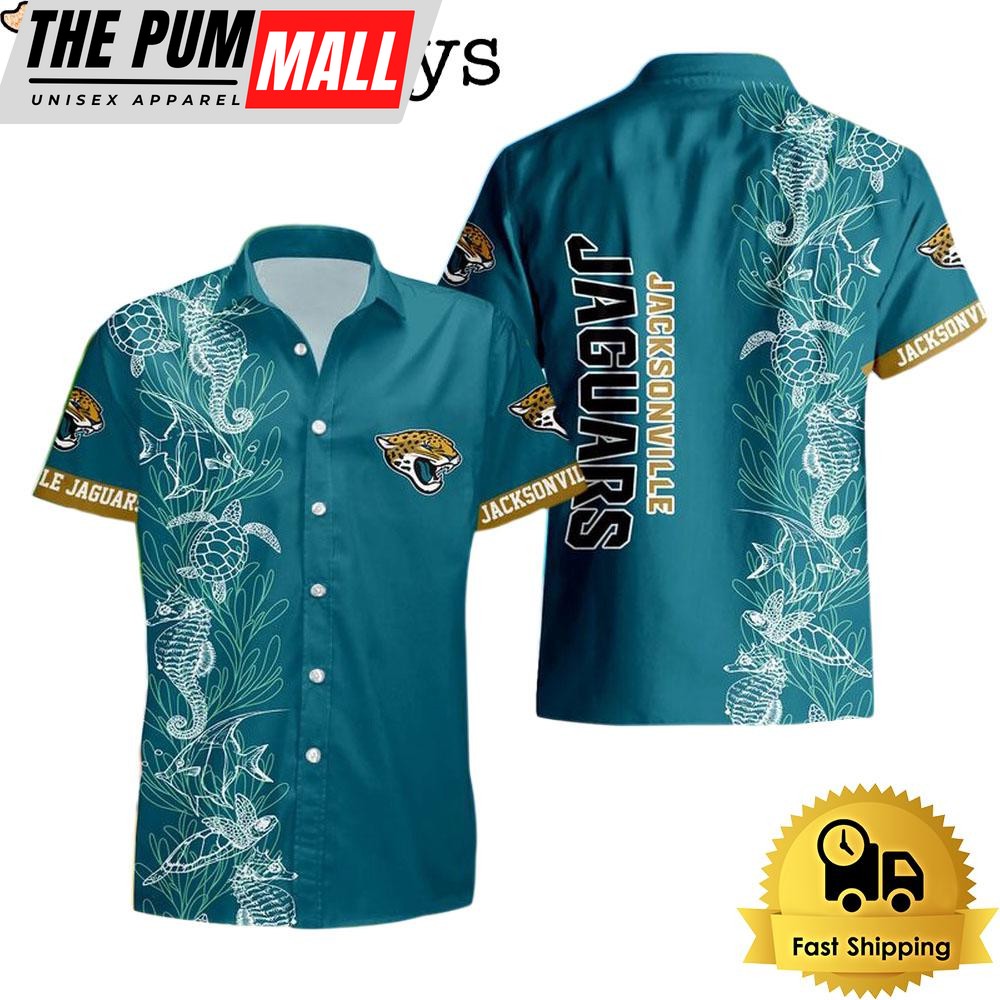 NFL Jacksonville Jaguars Turtle Seaweed Pattern Hawaiian Shirt