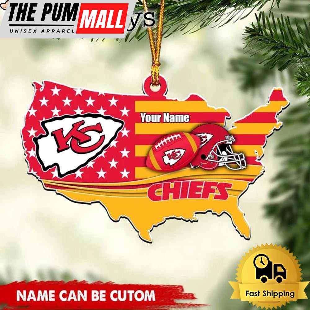 NFL Kansas City Chiefs American Flag Logo Team Custom Christmas Ornament Limited Edition