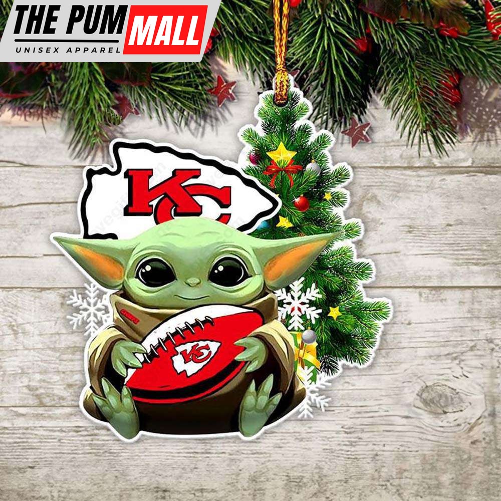 NFL Kansas City Chiefs Baby Yoda Christmas Ornament Xmas Tree Decoration Limited Edition