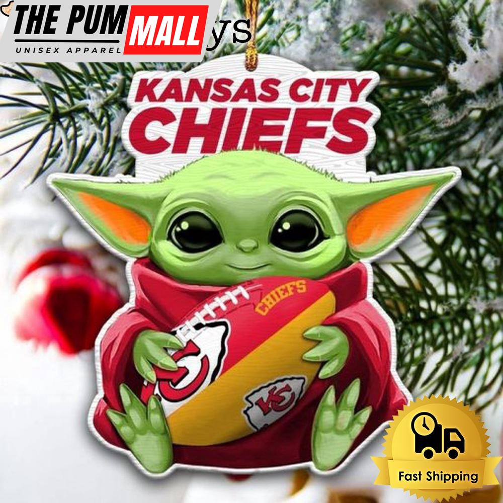 NFL Kansas City Chiefs Baby Yoda Christmas Tree Ornament Limited Edition