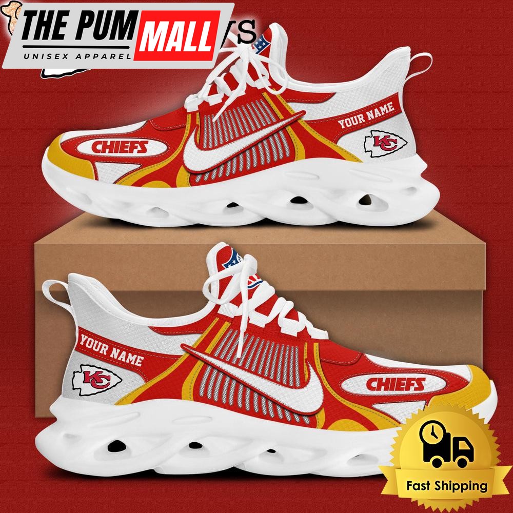 NFL Kansas City Chiefs Blue White Stripes Logo Custom Clunky Max Soul Shoes