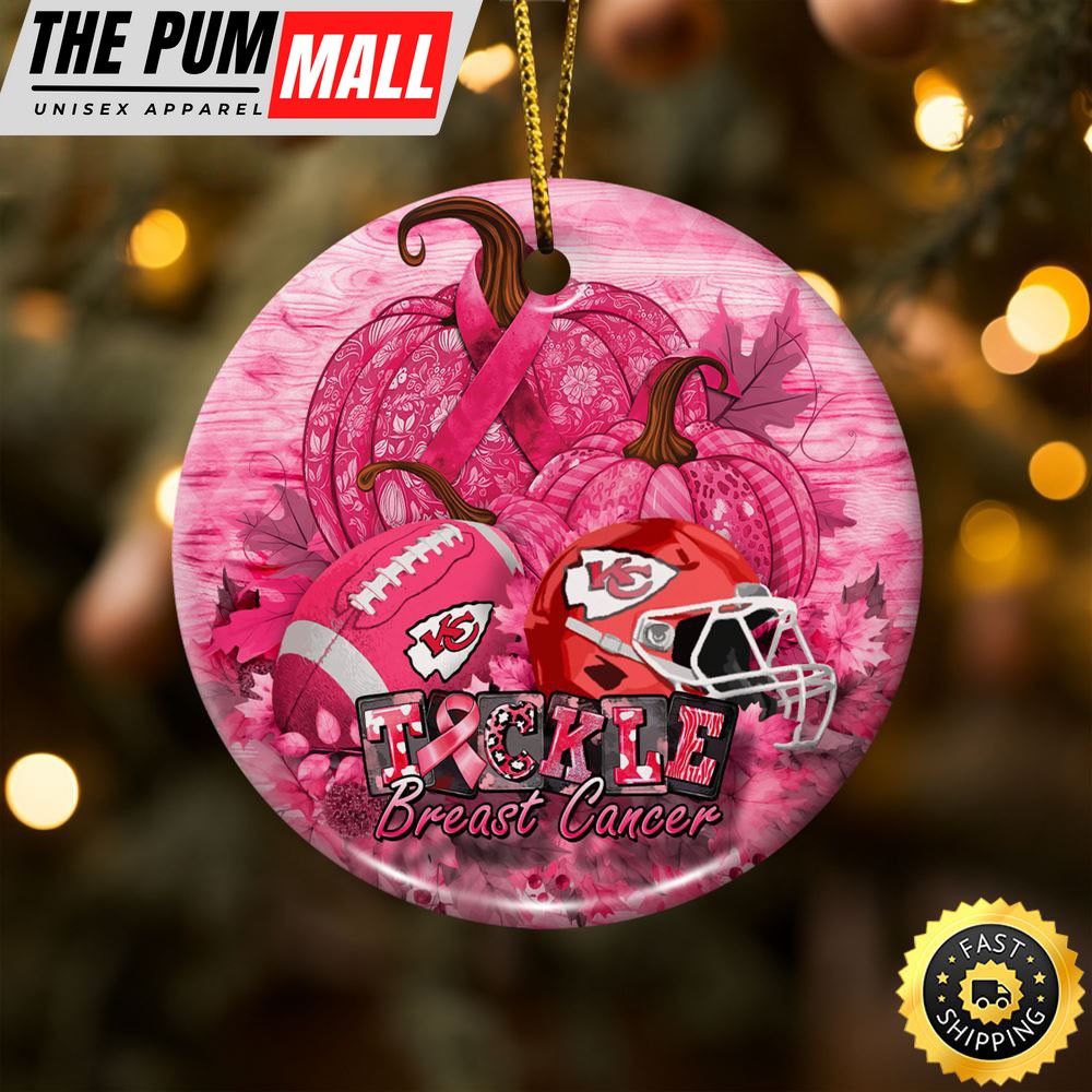 NFL Kansas City Chiefs Breast Cancer And Sport Team Ceramic Ornament Limited Edition