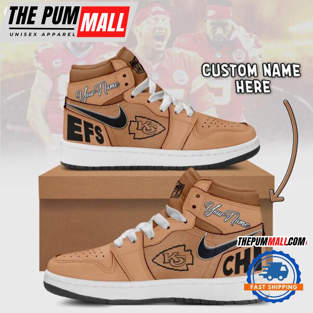 NFL Kansas City Chiefs Brown Air Jd 1 Hightop Shoes