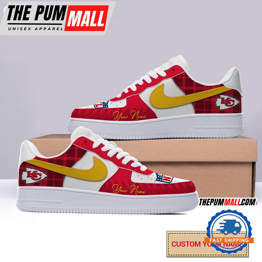 NFL Kansas City Chiefs Christmas Logo Pattern Custom Air Force 1 Shoes Sneaker
