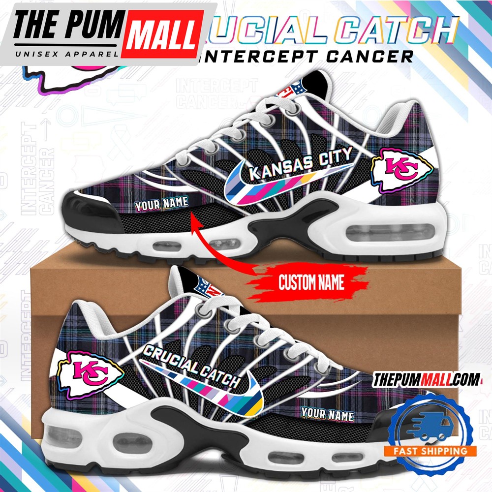 NFL Kansas City Chiefs Crucial Catch Intercept Cancer Air Max Plus Shoes Sneaker