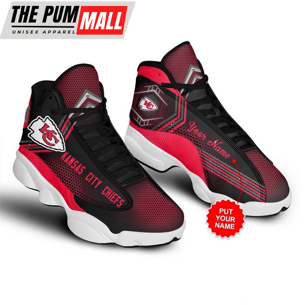 NFL Kansas City Chiefs Custom Black Red Air Jd 13 Shoes