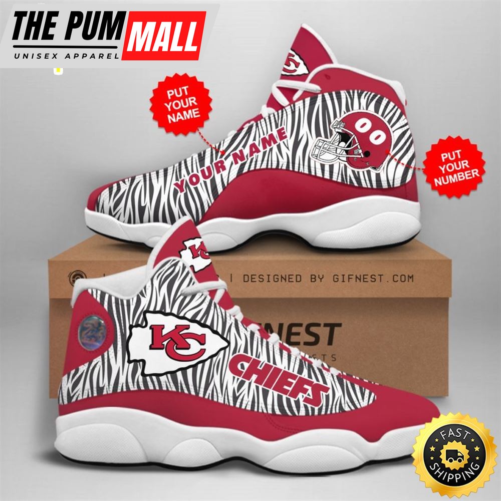 NFL Kansas City Chiefs Custom Name Number Air Jd 13 Shoes V3