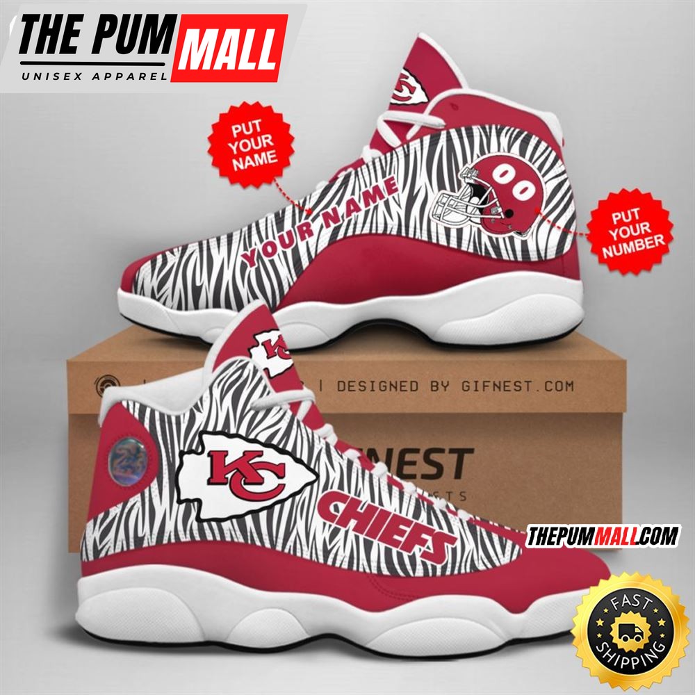 NFL Kansas City Chiefs Custom Name Number Air Jd 13 Shoes V3