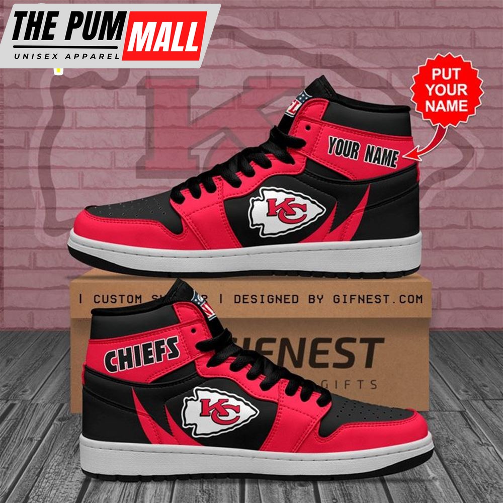 NFL Kansas City Chiefs Custom Name Red Black Air Jd 1 High Sneakers