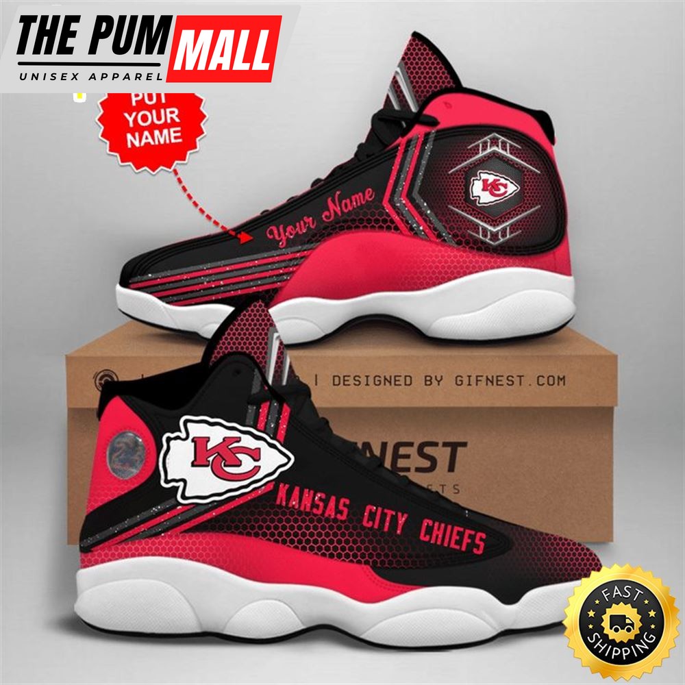 NFL Kansas City Chiefs Custom Name Red Black Air Jd 13 Shoes