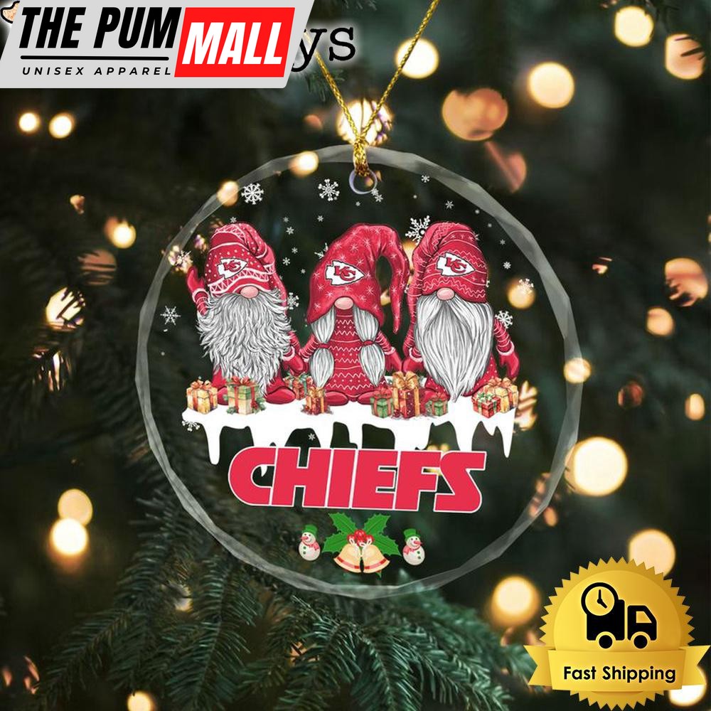 NFL Kansas City Chiefs Cute Dwarfs Christmas Crystal Glass Ornament Limited Edition