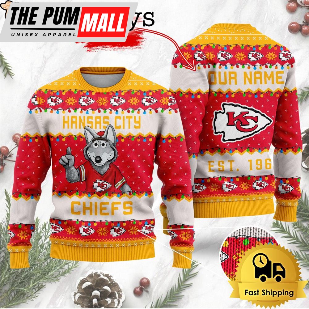 NFL Kansas City Chiefs Cute Mascot Custom Ugly Christmas Sweater