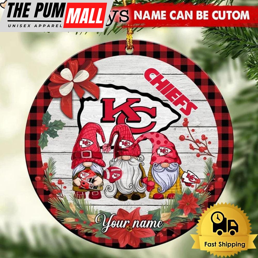NFL Kansas City Chiefs Football 3 Gnome Custom Christmas Ornament Limited Edition