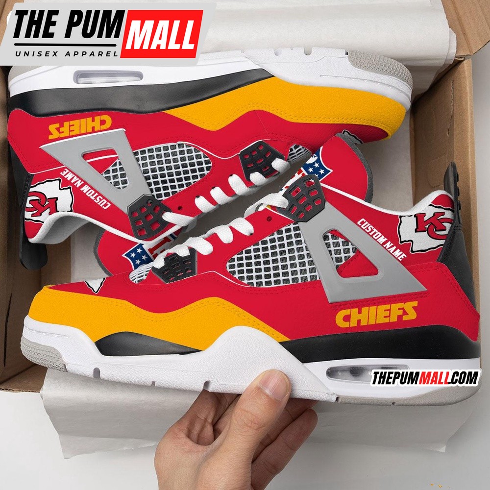 NFL Kansas City Chiefs Football Team Air Jd 4 Shoes, Personalized AJ4 Sneaker