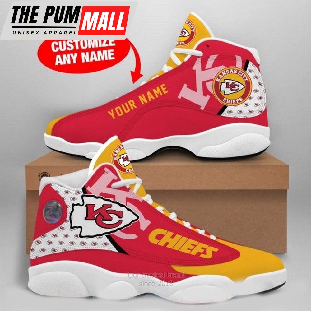 NFL Kansas City Chiefs Football Team Custom Name Air Jd 13 Shoes