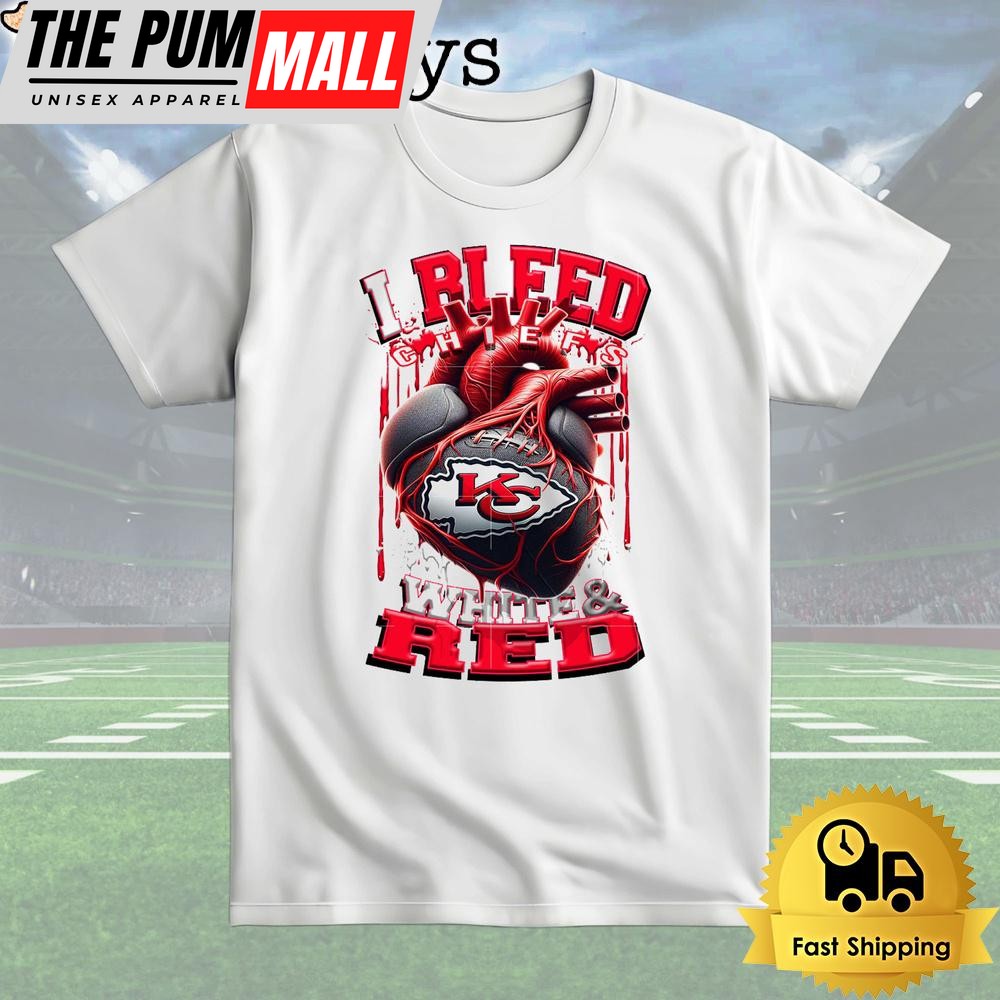 NFL Kansas City Chiefs I bleed White Red T Shirt