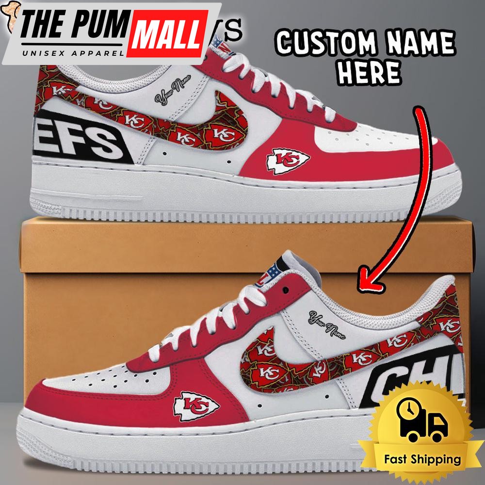 NFL Kansas City Chiefs Logo Team Design Custom Air Force 1 Shoes