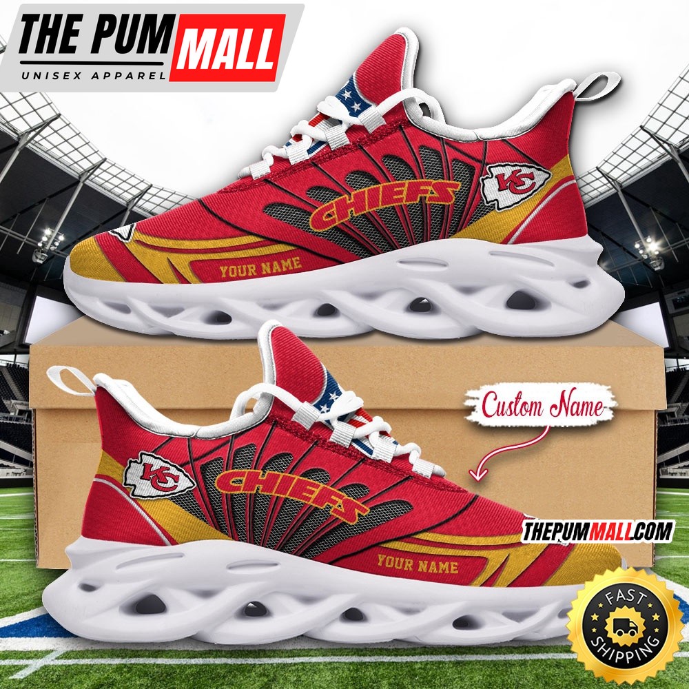 NFL Kansas City Chiefs Max Soul Shoes Custom Name Football Shoes Sports