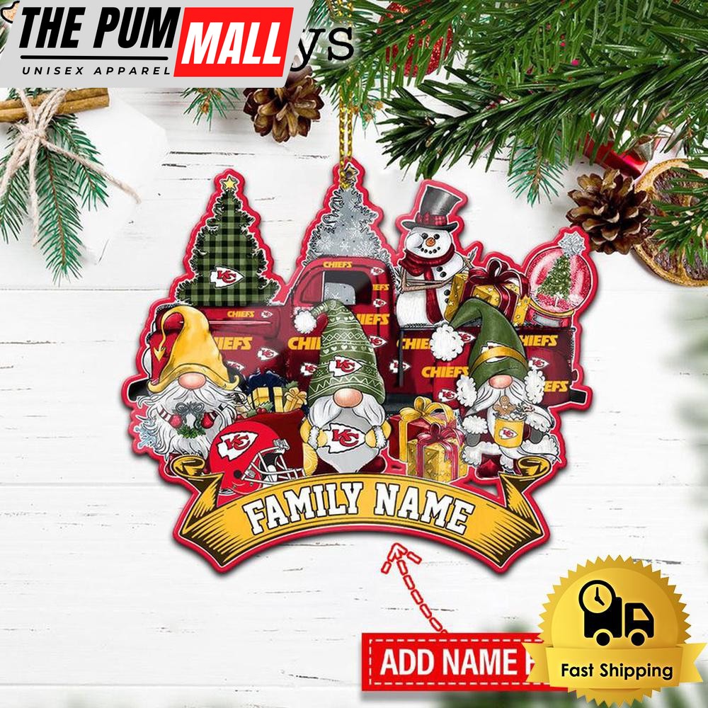 NFL Kansas City Chiefs Personalized Name Gnome Christmas Ornament Limited Edition