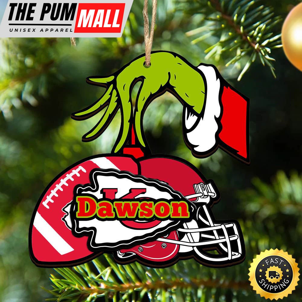 NFL Kansas City Chiefs Personalized Your Name Grinch And Football Ornament Limited Edition