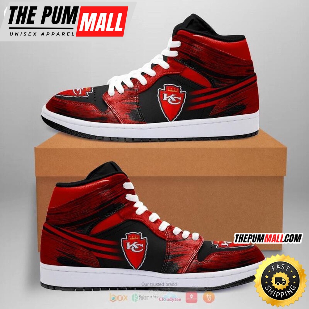 NFL Kansas City Chiefs Red Black Air Jd 1 High Sneakers For Fans