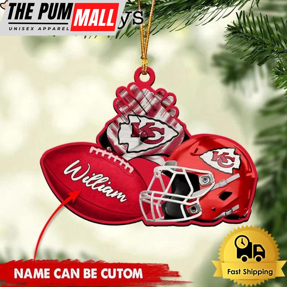 NFL Kansas City Chiefs Rugby And Helmet Custom Christmas Ornament Limited Edition