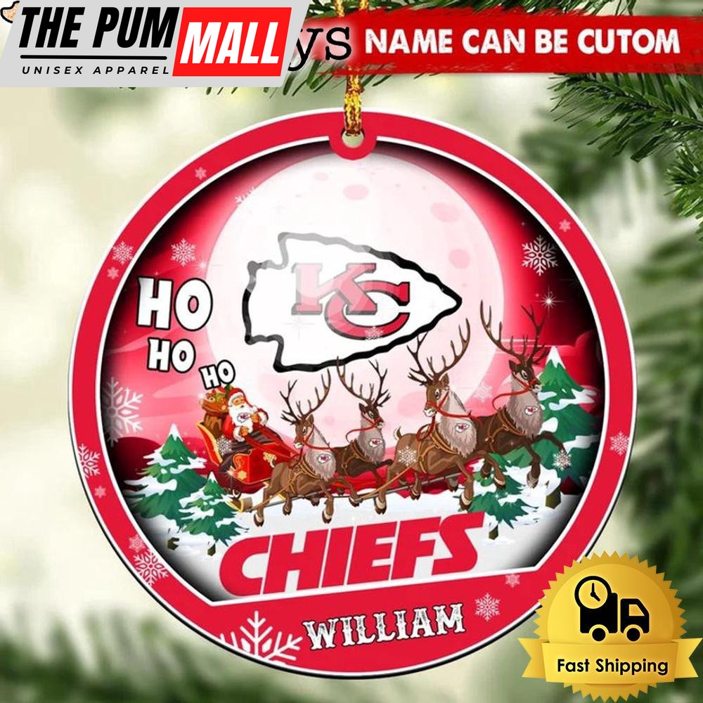 NFL Kansas City Chiefs Santa And Reindeers Logo Team Custom Christmas Ornament Limited Edition