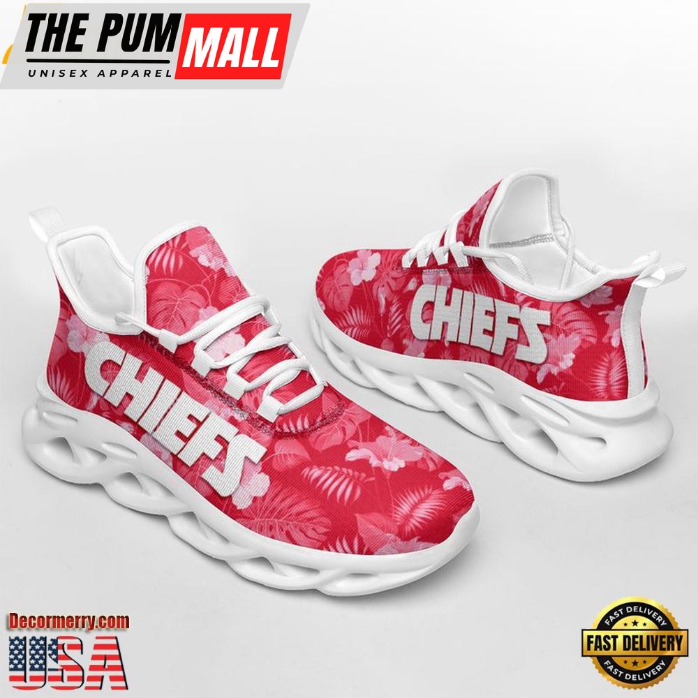 NFL Kansas City Chiefs Tropical Flowers Max Soul Shoes , Running Sneakers Shoes