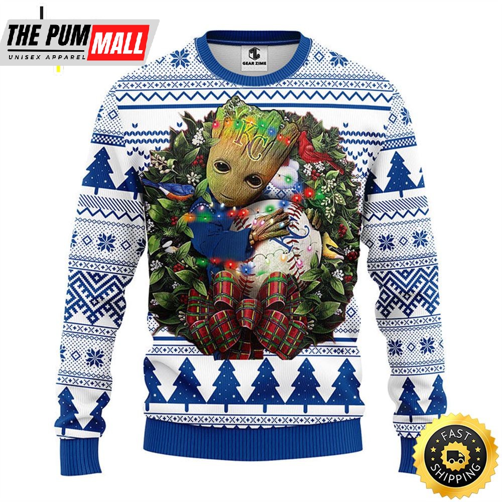 NFL Kansas City Royals Groot Hug Christmas Ugly Sweater