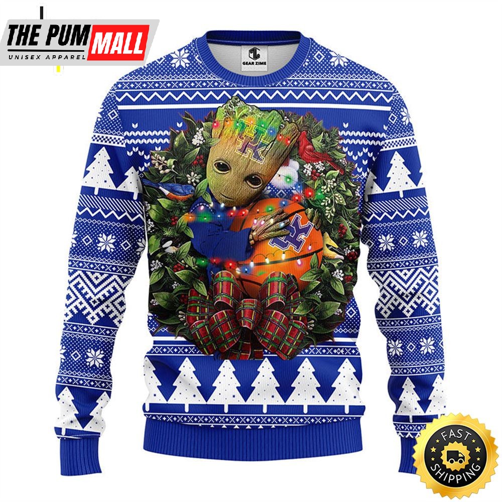 NFL Kentucky Wildcats Groot Hug Christmas Ugly Sweater