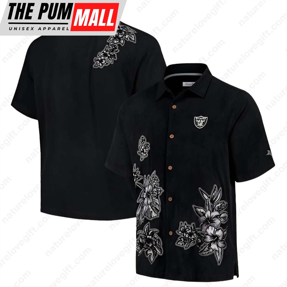 NFL Las Vegas Raiders All Black Hibiscus Hawaiian Shirt