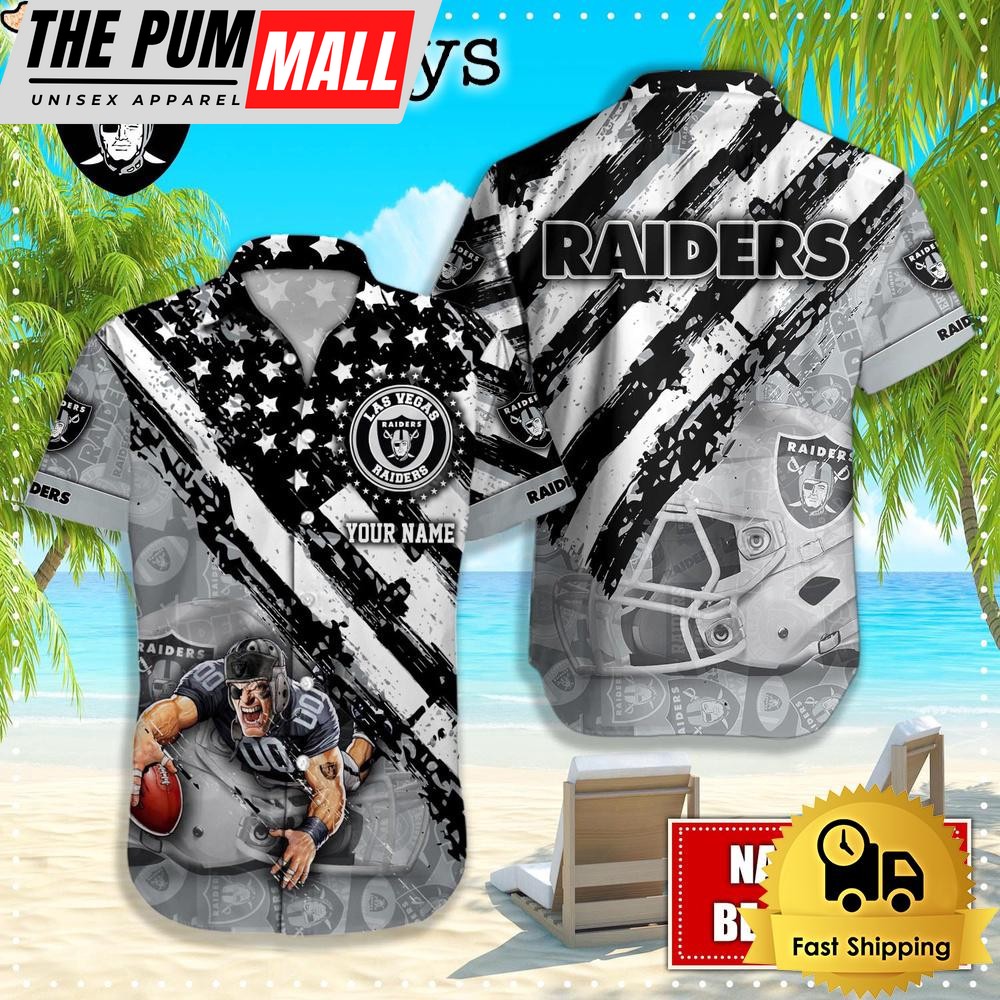 NFL Las Vegas Raiders American Flag Custom Hawaiian Shirts
