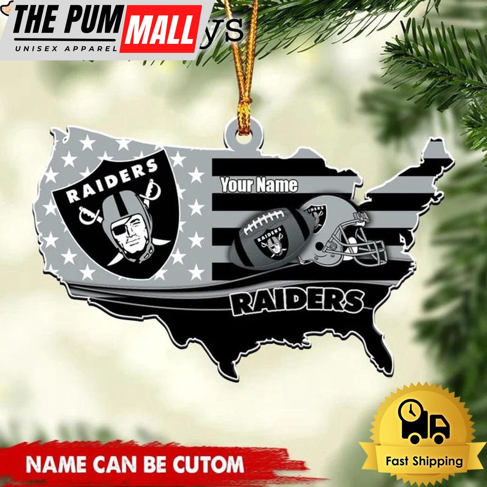NFL Las Vegas Raiders American Flag Logo Team Custom Christmas Ornament Limited Edition