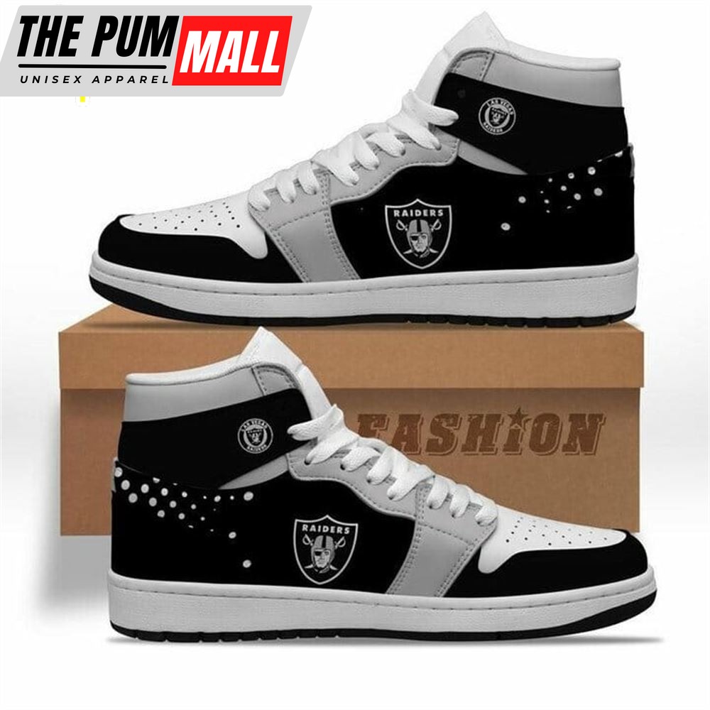 NFL Las Vegas Raiders Black Silver Air Jd 1 High Sneakers V2
