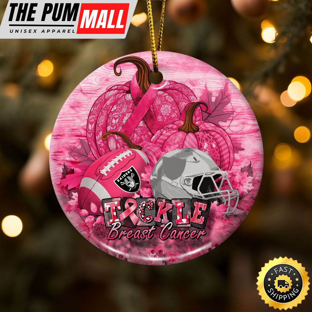 NFL Las Vegas Raiders Breast Cancer And Sport Team Ceramic Ornament Limited Edition