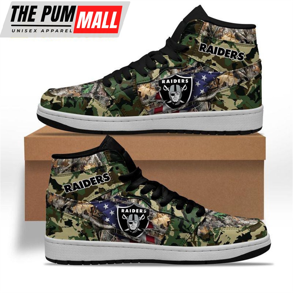 NFL Las Vegas Raiders Camo Realtree Hunting Air Jd 1 Shoes Sneaker
