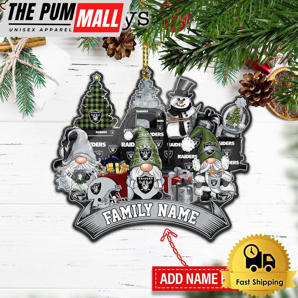 NFL Las Vegas Raiders Cowboys Personalized Name Gnome Christmas Ornament Limited Edition