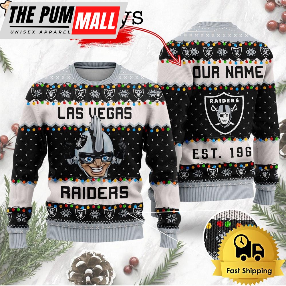 NFL Las Vegas Raiders Cute Mascot Custom Ugly Christmas Sweater