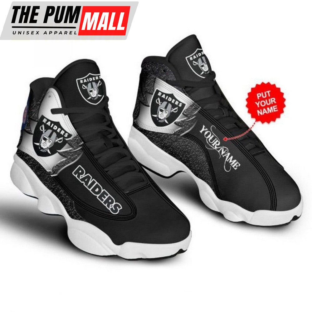 NFL Las Vegas Raiders Football Big Logo Air Jd 13 Sneaker Shoes