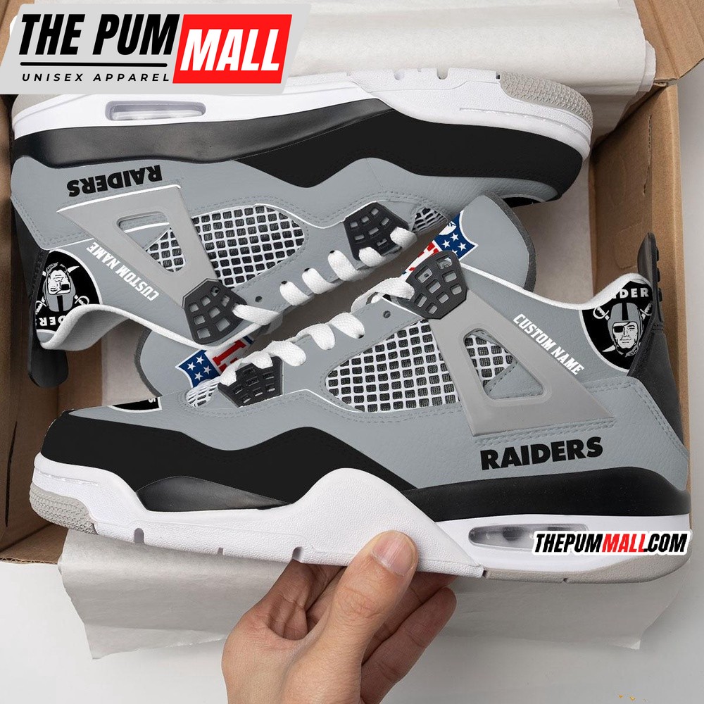 NFL Las Vegas Raiders Football Team Air Jd 4 Shoes, Personalized AJ4 Sneaker