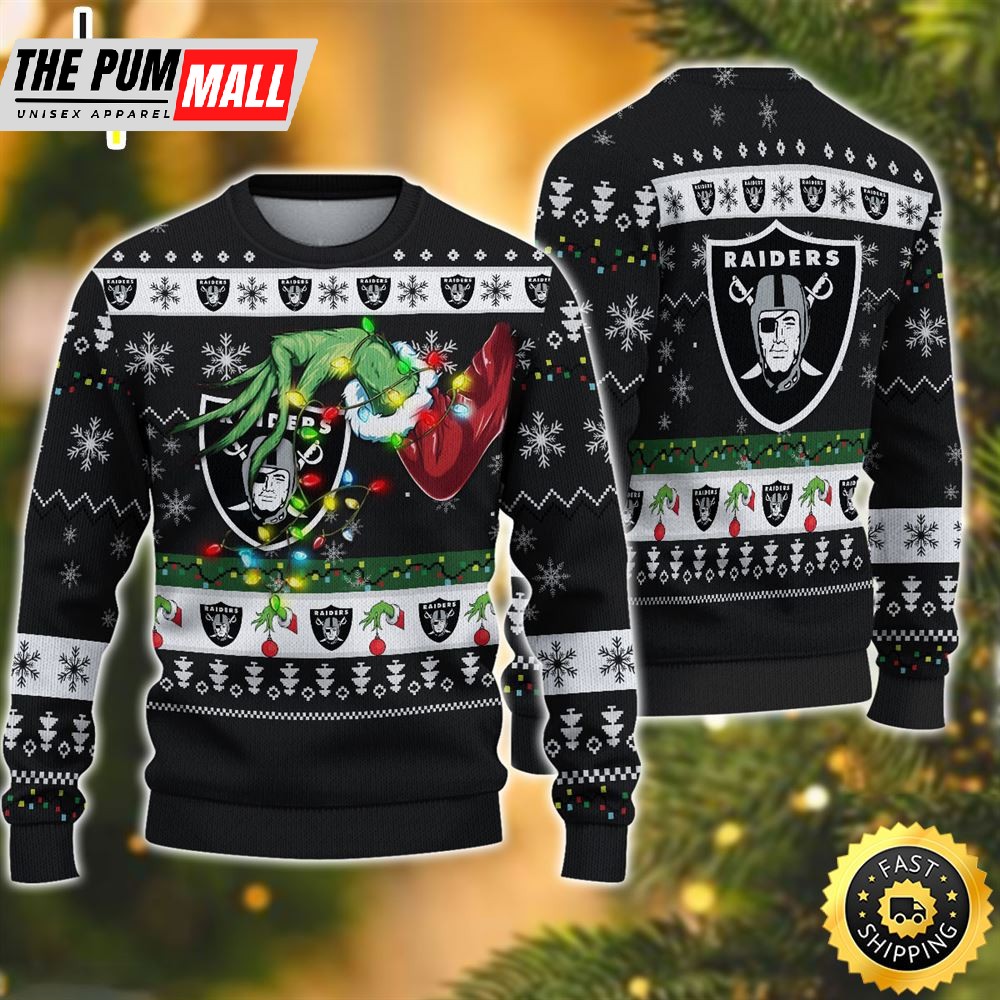NFL Las Vegas Raiders Grinch Christmas Ugly Sweater