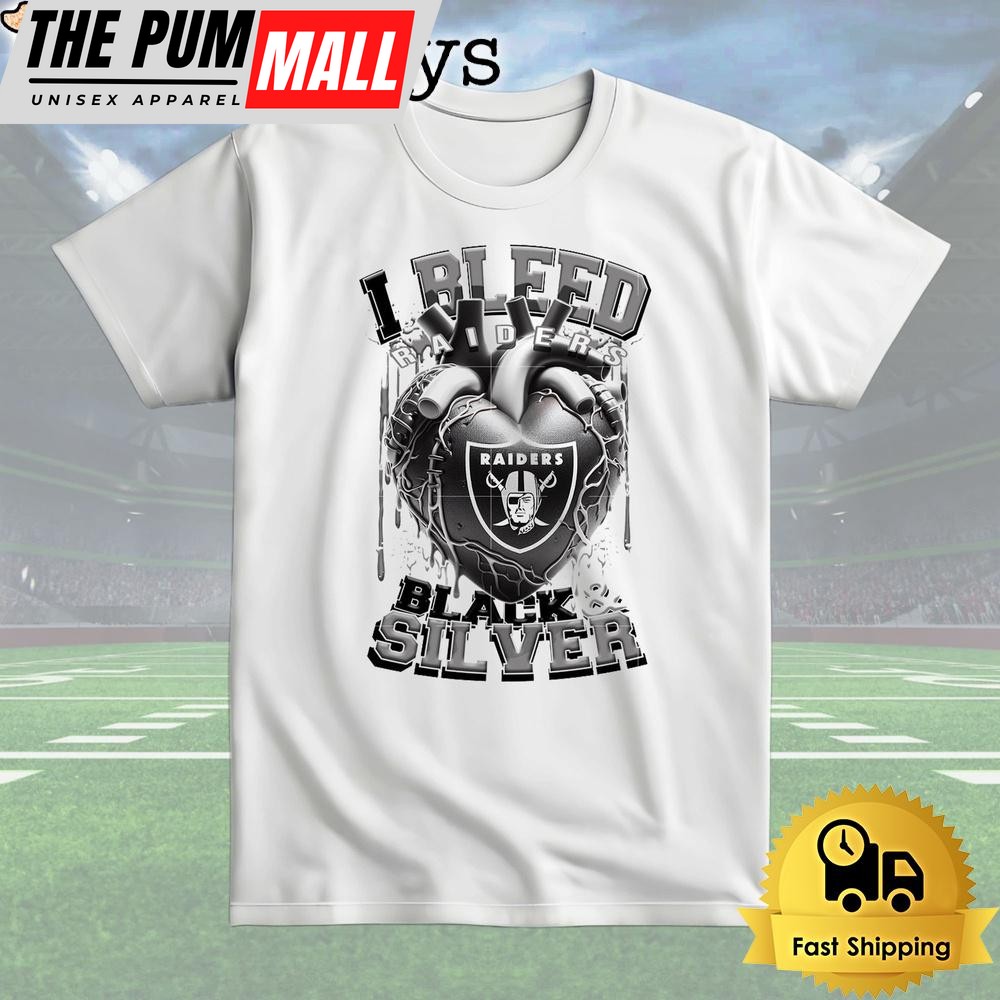 NFL Las Vegas Raiders I Bleed Black Silver T Shirt