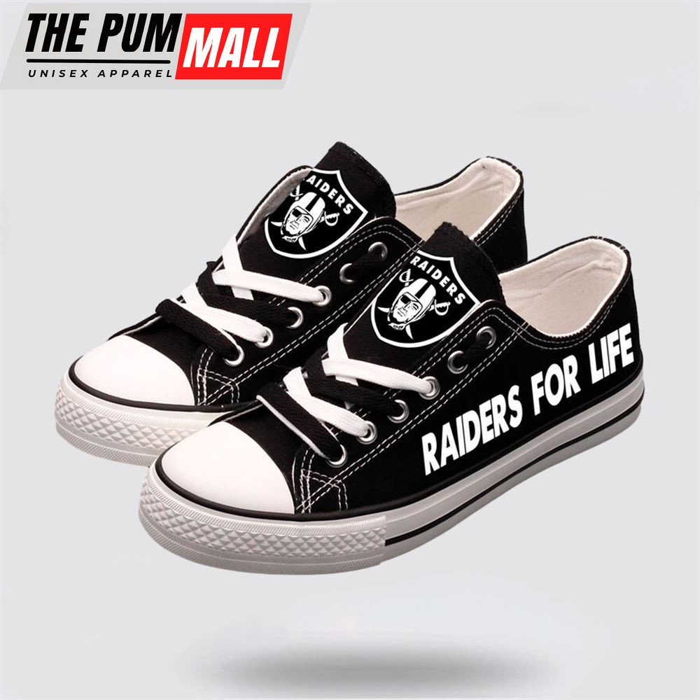 NFL Las Vegas Raiders Low Top Canvas Shoes Sport Sneakers Dominate The Streets With Authentic Nfl Style